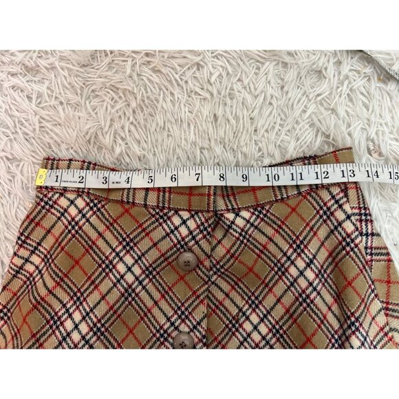 Vintage Century of Boston Wool Plaid Button Front Skirt Tan Size 14 - Picture 5 of 8